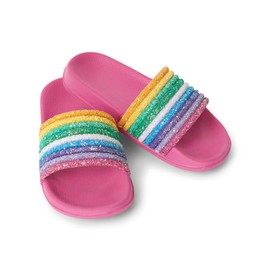 Hatley Girls Slide Sandal, Over The Rainbow, 13 Big Kid
