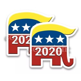 Trump 2020 Bumper Stickers Republican Elephant with 2020 Decals  4" wide 2 pack