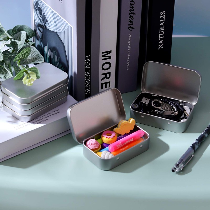 Tamicy Metal Rectangular Empty Hinged Tins - Pack of 40