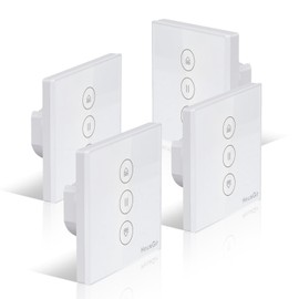 HEUXGIR WiFi Blind Switch, 86 mm Smart Roller Shutter Switch with Controllable LED, Compatible with Alexa/Google Home/Smart Life App, Requires Zero Conductor, 4 Pieces