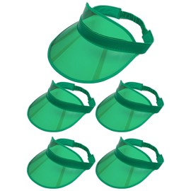 5 Pack Sun Visors Womens Uv Protection Poker Visor Sun Hats Cap Men Hat Reflective Sport Clear Transparent Golf Beach Party (Pure Green)