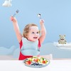 ASUMIO Stainless Steel Kids Plates & Spoon Set with Silicone