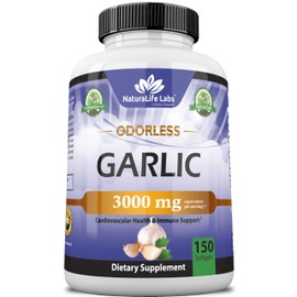 NaturaLife Labs A Higher Standard Odorless Garlic 3000 mg per Serving Immune System Support - 150 Soft gels