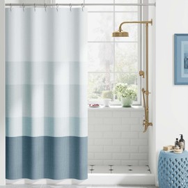 jinchan Small Stall Shower Curtain 36x72 Inches Ombre Ocean Blue Striped Shower Curtains for Bathroom Gradual Color Waterproof Fabric Minimalist Modern Neutral Luxury with 7 Hooks