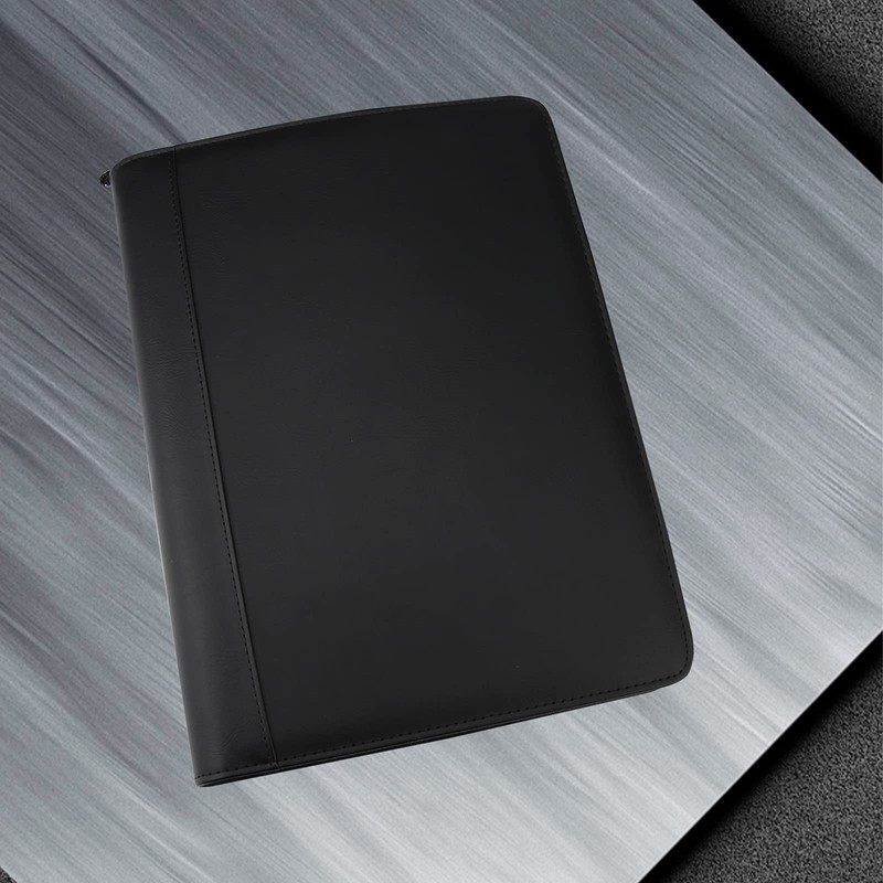 Laelr Zippered Portfolio 3 Ring Binder with 8 Pockes, Leather