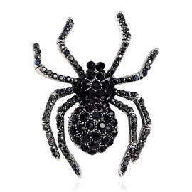 Spider Brooch Pin for Men Women Rhinestone Animal Lapel Brooches Halloween Fashion Costume Accessories Jewelry Gifts (Black)