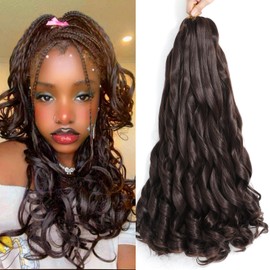 French Curl Braiding Hair 18 Inch 8 Packs Curly Braiding Hair Pre Stretched French Curl Crochet Braids extensions for braiding (4#, 18 Inch (Pack of 8))