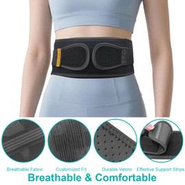 Ultra-Breathable & Lightweight Back Brace for Lower Back Pain-Adjustable and Elastic Lumbar Support Belt for Women and Men-Thin Back Lumbar Support under clothes for Sciatica,Scoliosis,Slipped Disc,Black.