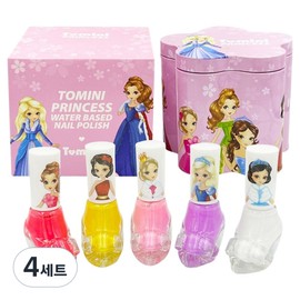 Tomini Princess water-based nail polish 5-piece set, 4 sets, pink / 투미니 프린세스 수성 매니큐어 5종 세트, 4세트, 핑크