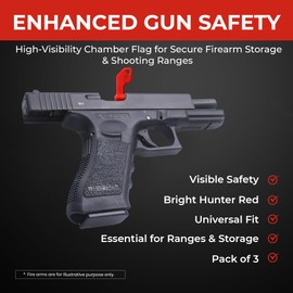 Luxe Performance Gun Safety Chamber Flag - Bright Orange, Sturdy and Durable Gun Range Accessories for Adults - Universal Fit Firearm Safety Device Shorter Chamber (6)