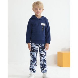 VEGGIEDOT Boys Clothes 4T 5T Boy Fall Winter Clothes Little Children Boys' Camouflage Clothing Sets Kids Boy Dark Blue Outfit