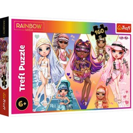 Trefl 15415 160 Elements Colorful Puzzles Fairytale Characters, Creative Entertainment, Fun for Kids Ages 3, Rainbow High, Happy Friends