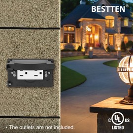 BESTTEN 5 Pack Outdoor Weatherproof Outlet Wallplate Cover for GFCI and Decorator Receptacle, Vertical/Horizontal Auto-Closing Lid, UL Listed, Black