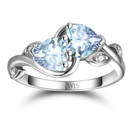 ETERMBOL Leaf Aquamarine Ring for Women March Birthstone Ring for Women Statement Ring for Women 925 Sterling Silver Promise Ring Anniversary Size 9
