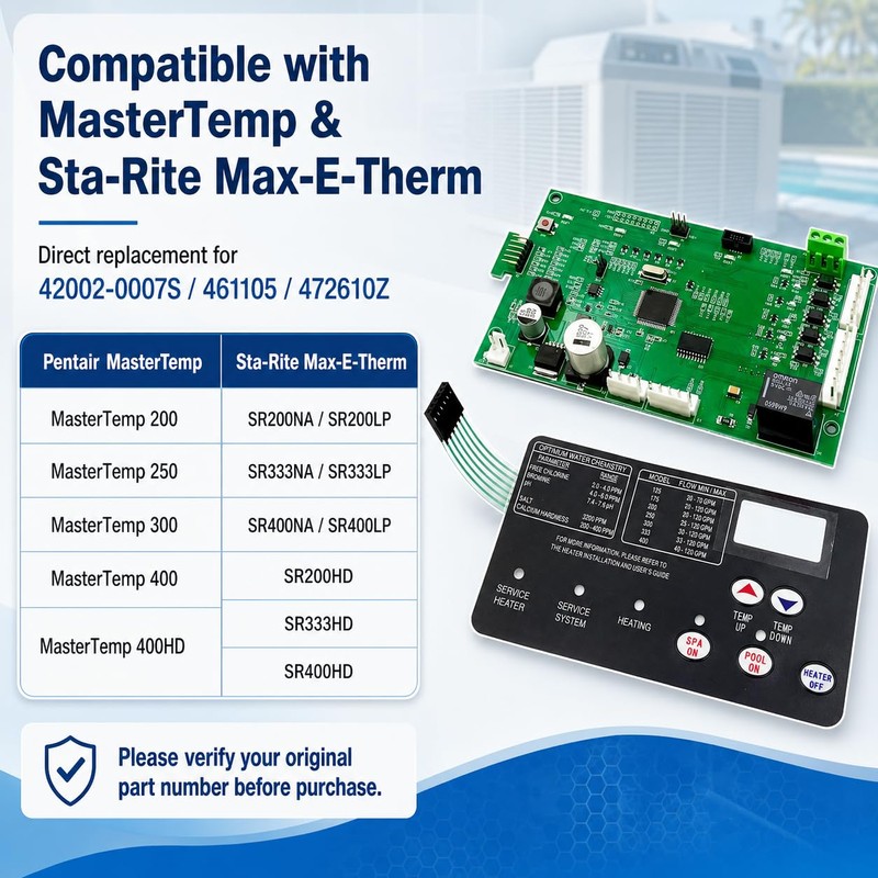 Upgraded 42002-0007S Control Board with 472610Z Switch Pad for Pentair