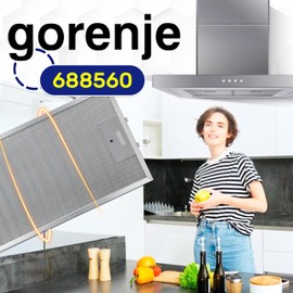 Aluminium Metal Filter Cooker Hood 330 x 200 x 9 mm with Original Code 688560 for Gorenje MONTERAL
