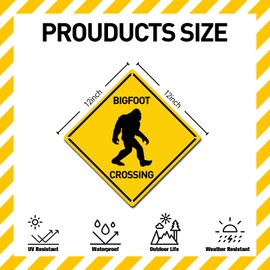 BTHUKO Retro Funny Metal Sign, Bigfoot Crossing - 12 x 12 Inch, Indoor/Outdoor Wall & Yard Sign