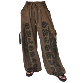 Siamrose Casual Yoga Harem Pants Men Women Baggy Lounge Trousers, 2 Pockets Adjustable Length Brown