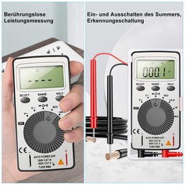 Digital Multimeter, Voltage Tester, Current Meter CAT II 600 V Voltmeter Continuity Tester for AC/DC Voltage, DC Current, Continuity Resistance Capacity, Frequency, with Foldable Stand Test Leads