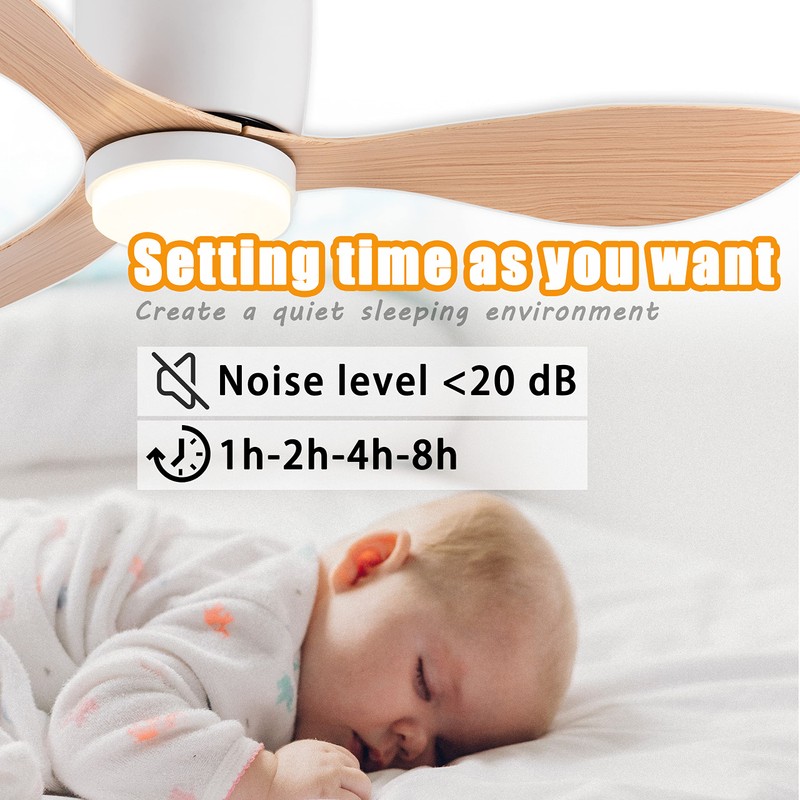 GESUM 42" Flush Mount Ceiling Fan Light with 3 Colors,