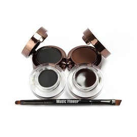 Ucanbe Cosmetics 4 in 1 Brown Black Gel Eyeliner and Eyebrow Powder Water-proof Eye Makeup Cosmetic Set by UCANBE                                     