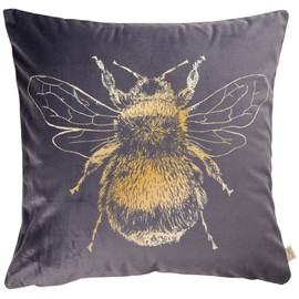 Evans Lichfield Gold Bee Cushion Cover, Polyester, Grey,43 x 43cm