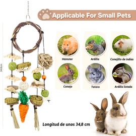 NATSUX Juguetes para Hamster,Juguete para Conejo,Accesorios para Masticar Conejillos de Indias,Golosinas de Naturales para Conejito,Chinchilla,El Cuidado de Los Dientes para Hámster