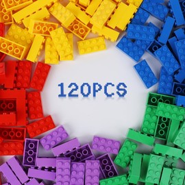 120 piezas de ladrillos básicos de construcción de 2 x 4 pulgadas, juego creativo de bloques de juguete, accesorios de juguete de construcción de 4 colores, juego de juguetes creativos con ladrillos