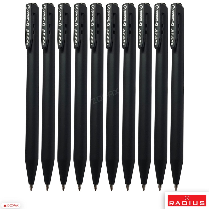 RADIUS O-Second Gel Pens, BLACK, 0.7mm Fine Point, Pack of
