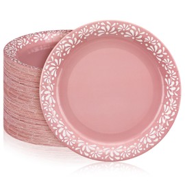 Yungyan 100 Pcs Pink Cielito Lindo Party Decoration 9 Inch Mexican Paper Plates Baby Shower Party Supplies Platos De Barro Mexicanos Plates Disposable for Talavera Birthday Wedding