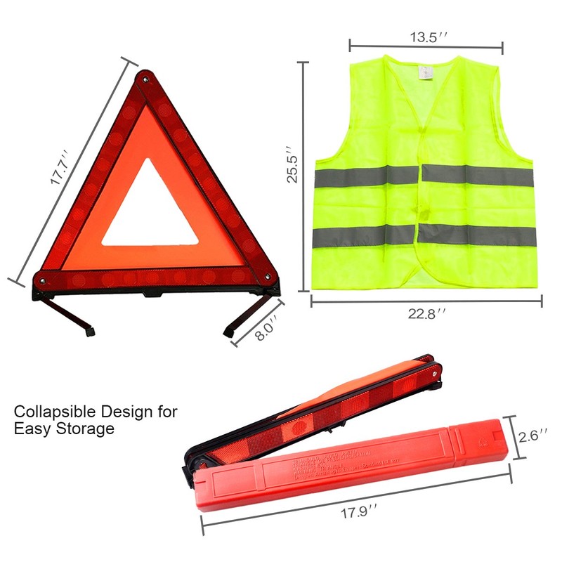 XOOL Emergency Warning Triangle Kit – Roadside Safety Kit with