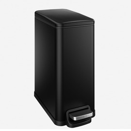 Veelesa Slim Bathroom Trash Can with Lid Soft Close, 2.6 Gallon Stainless Steel Garbage Can with Removable Inner Bucket, Durable Step Pedal, Small Trash Bins for Toilet, Bedroom, Kitchen, Office