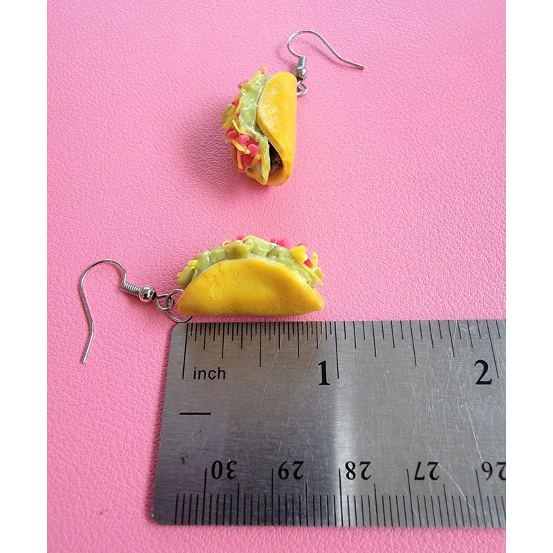 Taco Miniature Food Polymer Clay Dangle Earrings