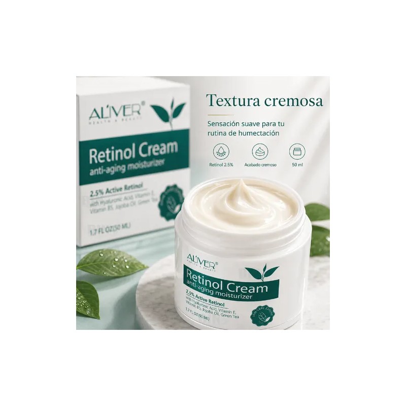 Crema Facial Retinol 2.5% Aliver Hidrata Rejuvenece 50ml