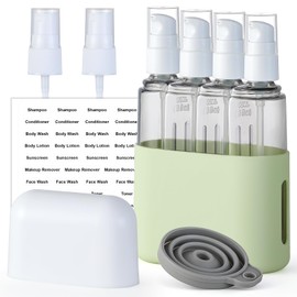 3oz Travel Bottles for Toiletries, 4 Pack Tsa Approved Portable Travel Size Containers for Shampoo Liquid With Labels, Leak Proof Refillable Containers Dispenser Set - Green