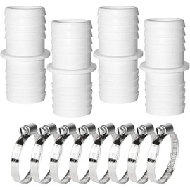 Spetsbst Pack of 4 Pool Hose Connectors 38 mm to 38 mm Pool Hose Connector, Pool Hose Adapter with 4 Stainless Steel Hose Clamps