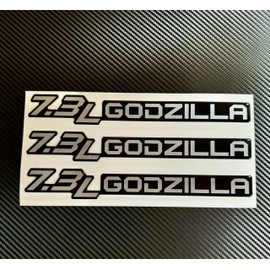 Generic Set of (3) Gel-Coated 7.3L Badge Name Plate Logo (Compatible with Ford Super Duty) Silver on Black, 73GODSILBLA-3