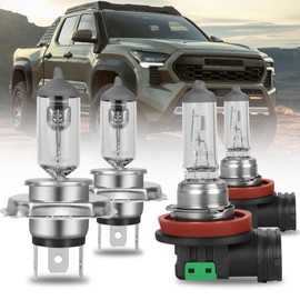 Fits for TOYOTA TACOMA (2012-2015) 9003/H4 High/Low Beam Halogen Headlight Bulbs + H11/H16 Fog Lamp, 300% Brightness Plug-n-Play Lighting Bulbs for Cars, Trucks and Suvs, 3500K Warm White Light, 4P