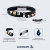LUCKMAN Pulsera Hombre de Cuero y Acero, Baño de Oro