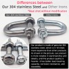 D Ring Shackle Lock-M10/0.4", 304 Stainless Steel D Ring for