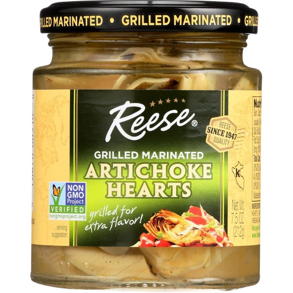 Reese Grilled Marinated Artichokes Hearts, 7.5-Ounces (Pack of 12)