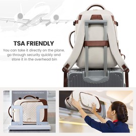 LOVEVOOK Travel Backpack for Women, 15.6in Laptop Backpack TSA Approved Carry on Luggage Personal Item Travel Bag for Business Weekender Hiking, Beige-Brown