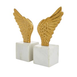 Globedecor Marble Base Aluminum Bird Wings Bookends Library Bookends Angle Bookends