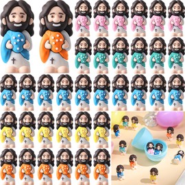 Teenyyou 50 Pcs Easter Mini Jesus Figurines Colorful Tiny Jesus Toys for Easter Egg Stuffers Jesus Figures to Hide Religious Party Favors for Easter Egg Basket Fillers Christian Gifts Sunday School