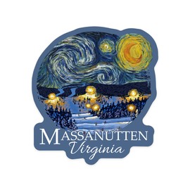 Die Cut Sticker Massanutten, Virginia, Starry Night, Ski Resort, Contour Vinyl Sticker 3 to 6 inches, (Waterproof Decal for Cars, Water Bottles, Laptops, Coolers), Large