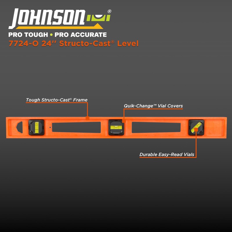 Johnson Level & Tool 7724-O Structo-Cast, 24", Orange, 1 Level