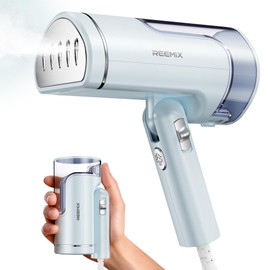 Reemix Portable Garment Steamer, Powerful Foldable Handhled Steamer 1300W, Travel Size Steamer For Clothes 20S Fast Heat-up, Fabric Steamer for Home & Travel, 120V Only (Aqua)