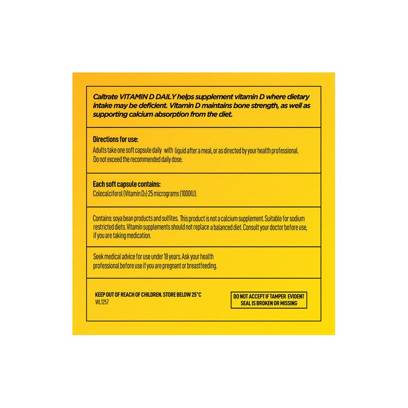Caltrate Vitamin D 1000IU 60 Capsules