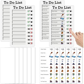 Chore Checklist Board, Reusable List Checklist Board for Children, Sliding Routine Chart for Adults, Removable RV Checklist Board, ADHD Tools for Children and Adults, Pack of 4