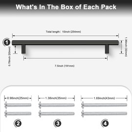 10 Pack Black Kitchen Cabinet Pulls and Handles Stainless Steel Kitchen Handles for Cabinets Round Dresser Drawer Pulls Probrico